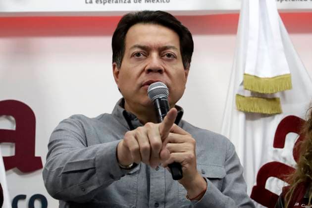 February 10, 2024, Mexico City, Mexico: President of the National Regeneration Movement party (MORENA), Mario Delgado speaks during a press conference at the party s national headquarters in Mexico City. on February 10, 2024 in Mexico City, Mexico Mexico City Mexico - ZUMAe321 20240210_zia_e321_002 Copyright: xLuisxBarronx