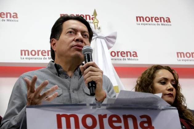 February 10, 2024, Mexico City, Mexico: President of the National Regeneration Movement party (MORENA), Mario Delgado speaks during a press conference at the party s national headquarters in Mexico City. on February 10, 2024 in Mexico City, Mexico Mexico City Mexico - ZUMAe321 20240210_zia_e321_012 Copyright: xLuisxBarronx