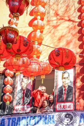 Chinese New Year Of The Wooden Dragon Celebration February 10, 2024, Mexico City, Mexico: Chinese citizens take part during the Lion and dragon dance to celebrate the Chinese New Year at Mexico City Chinatown. Mexico City Mexico Copyright: xEsenioxHernandezxxEyepixxGroupx