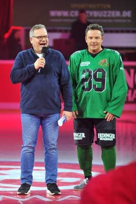 RTL American Ice Football Elton and Stefan Mross on the occasion of the RTL TV event American Ice Football on 11 02 2024 in the SAP Arena Mannheim 20240211MWI120426