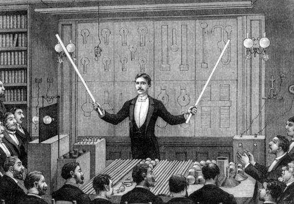 Illustration depicting Nikola Tesla (1856-1943) a Serbian-American inventor, electrical engineer, mechanical engineer, physicist, and futurist. Dated 19th Century, Copyright: xUnitedxArchivesx xWorldxHistoryxArchivex WHA_095_0623 !ACHTUNG AUFNAHMEDATUM GESCHÄTZT!