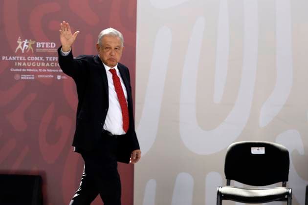 February 12, 2024, Mexico City, Mexico: The president of Mexico, Andres Manuel Lopez Obrador, during the inauguration of the Technological Baccalaureate of Education and Sports Promotion in the Tepito neighborhood. on February 12, 2024 in Mexico City, Mexico Mexico City Mexico - ZUMAe321 20240212_zia_e321_020 Copyright: xLuisxBarronx