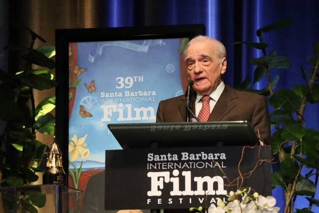 February 12, 2024, Santa Barbara, California, U.S.A: Martin Scorsese at the podium giving a speech upon receiving the 2024 SBIFF Directors of the Year Award on Feb. 12, 2024 at the historic Arlington Theater in Santa Barbara at the renowned Santa Barbara International Film Festival Santa Barbara U.S.A - ZUMAk144 20240212_znp_k144_087 Copyright: xAmyxKatzx