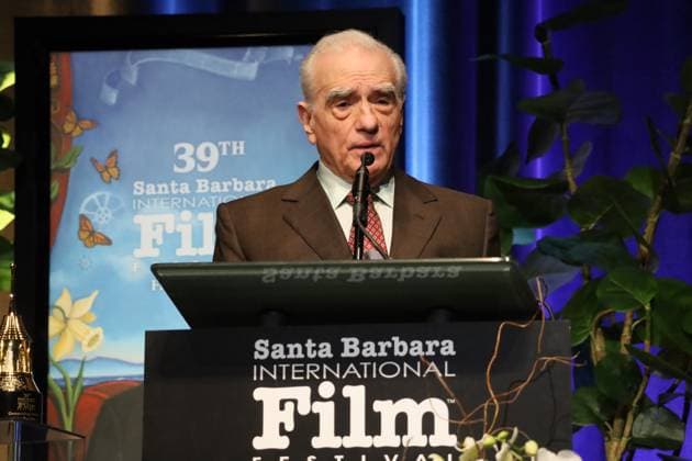 February 12, 2024, Santa Barbara, California, U.S.A: Martin Scorsese at the podium giving a speech upon receiving the 2024 SBIFF Directors of the Year Award on Feb. 12, 2024 at the historic Arlington Theater in Santa Barbara at the renowned Santa Barbara International Film Festival Santa Barbara U.S.A - ZUMAk144 20240212_znp_k144_091 Copyright: xAmyxKatzx