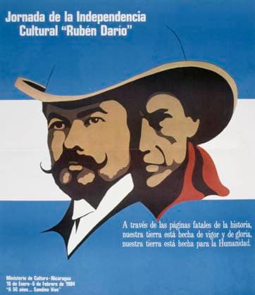 Sandinista National Liberation Front (FSLN) propaganda poster in Nicaragua. The party was named after Augusto CÄ‚ sar Sandino, who led the Nicaraguan resistance against the United States occupation of Nicaragua in the 1930s. The FSLN overthrew Anastasio Somoza in 1979, ending the Somoza dynasty, and established a revolutionary government in its place. Following their seizure of power, the Sandinistas ruled Nicaragua from 1979 to 1990, first as part of a Junta of National Reconstruction., Copyright: xUnitedxArchivesx xWorldxHistoryxArchivex WHA_104_0526 !ACHTUNG AUFNAHMEDATUM GESCH TZT!