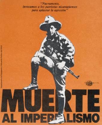 Sandinista National Liberation Front (FSLN) propaganda poster in Nicaragua. The party was named after Augusto CÄ‚ sar Sandino, who led the Nicaraguan resistance against the United States occupation of Nicaragua in the 1930s. The FSLN overthrew Anastasio Somoza in 1979, ending the Somoza dynasty, and established a revolutionary government in its place. Following their seizure of power, the Sandinistas ruled Nicaragua from 1979 to 1990, first as part of a Junta of National Reconstruction., Copyright: xUnitedxArchivesx xWorldxHistoryxArchivex WHA_104_0543 !ACHTUNG AUFNAHMEDATUM GESCH TZT!