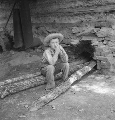 Ten year old son of tobacco sharecropper at harvest time, North Carolina, 1939 (b w photo) 3738871 Ten year old son of tobacco sharecropper at harvest time, North Carolina, 1939 (b w photo) by Lange, Dorothea (1895-1965); Private Collection; (add.info.: Ten year old son of tobacco sharecropper can do a hand s work at tobacco harvest time. Granville County, North Carolina). Copyright: xBridgemanxImagesx 3738871