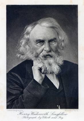Henry Wadsworth Longfellow (b w photo) XJF391562 Henry Wadsworth Longfellow (b w photo) by Elliott & Fry Photography Studio (1863-early 20th century); Private Collection; (add.info.: Henry Wadsworth Longfellow (1807-82) American poet;). Copyright: xBridgemanxImagesx 391562