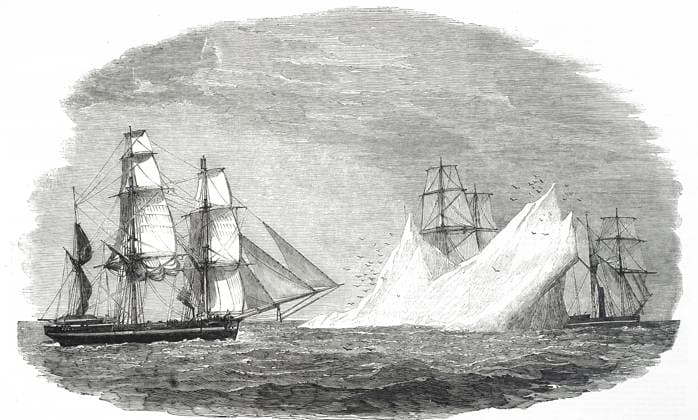 Engraving depicting a scene from Franklin s lost expedition, a British voyage of Arctic exploration led by Captain Sir John Franklin that departed England in 1845 aboard two ships, HMS Erebus and HMS Terror. Dated 19th century, Copyright: xUnitedxArchivesx xWorldxHistoryxArchivex WHA_118_0834 EDITORIAL USE ONLY