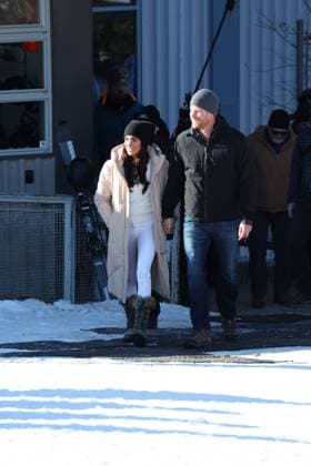 . 14 02 2024. Whistler, Canada. Prince Harry and Meghan Markle, the Duke and Duchess of Sussex, at a training camp in Whistler, Canada, during a one year to go event for next years Invictus Games.  xStephenxLockx xi-Imagesx IIM-24993-0007