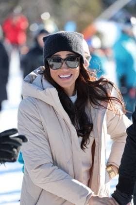 . 14 02 2024. Whistler, Canada. Prince Harry and Meghan Markle, the Duke and Duchess of Sussex, at a training camp in Whistler, Canada, during a one year to go event for next years Invictus Games.  xStephenxLockx xi-Imagesx IIM-24993-0038