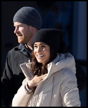 . 14 02 2024. Whistler, Canada. Prince Harry and Meghan Markle, the Duke and Duchess of Sussex, arriving at a training camp in Whistler, Canada, as part of a series of one year to go events for next years Invictus Games.  xStephenxLockx xi-Imagesx IIM-24993-0070