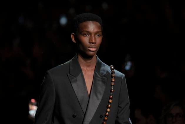 February 15, 2024, Madrid, Spain: A model walks the runway at the Pablo Erroz fashion show during the Mercedes Benz Fashion Week at IFEMA in Madrid. Madrid Spain - ZUMAs197 20240215_aaa_s197_293 Copyright: xGuillermoxGutierrezxCarrascalx