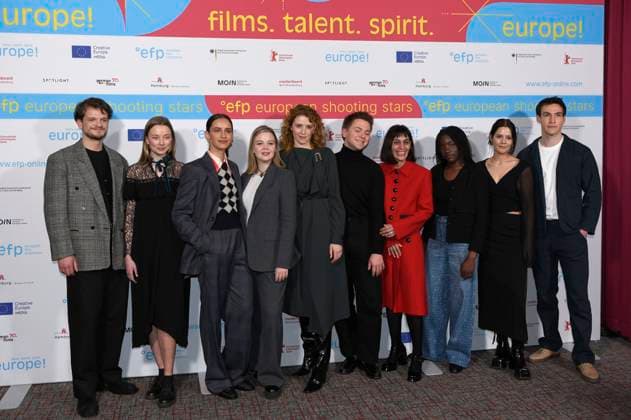 Entertainment Themen der Woche KW07 Entertainment Bilder des Tages Dziugas Grinys, Kamila Urzedowska, Valentina Belle, Margarita Stoykova, Katharina Stark, Thibaud Dooms, Salome Demuria, Suzy Bemba, Asta Kamma August und Eanna Hardwicke bei der Präsentation der 27. European Shooting Stars 2024 auf der Berlinale 2024 74. Internationale Filmfestspiele Berlin im Mövenpick Hotel. Berlin, 18.02.2024 *** Dziugas Grinys, Kamila Urzedowska, Valentina Belle, Margarita Stoykova, Katharina Stark, Thibaud Dooms, Salome Demuria, Suzy Bemba, Asta Kamma August and Eanna Hardwicke at the presentation of the 27 European Shooting Stars 2024 at the Berlinale 2024 74 Berlin International Film Festival at the Mövenpick Hotel Berlin, 18 02 2024 Foto:xC.xNiehausx xFuturexImagex shooting_stars_4238