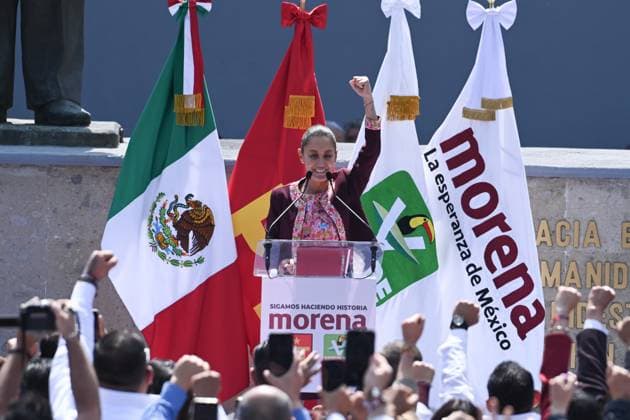 February 18, 2024, Mexico City, Mexico: Claudia Sheinbaum meets with their supporters after presented her registration to National Electoral Institute as a candidate for the presidency of Mexico for the Ã¢â‚¬oeSigamos Haciendo HistoriaÃ¢â‚¬Â coalition (Morena-PT-PVEM). on February 18, 2024, Mexico City, Mexico. Mexico City Mexico - ZUMAe321 20240218_zia_e321_043 Copyright: xMarcoxGonzalezx