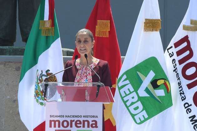 February 18, 2024, Mexico City, Mexico: Claudia Sheinbaum Pardo gave a speech after registering as candidate for the Presidency of Mexico for the Ã¢â‚¬oeLet s Keep Making HistoryÃ¢â‚¬Â coalition at the explanade of the National Electoral Institute (INE). on February 18, 2024 in Mexico City, Mexico. Mexico City Mexico - ZUMAe321 20240218_zia_e321_060 Copyright: xJosexLuisxToralesx