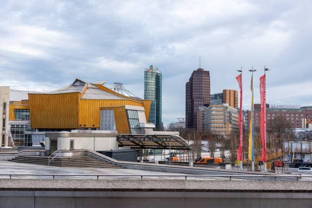 View at Potsdam Place with Head office the Germans Bank, before that Futuristic Building the Berlin Philharmonie, Berlin, Germany, Europe Copyright: imageBROKER StephanxSchulz iblsns10245499.jpg