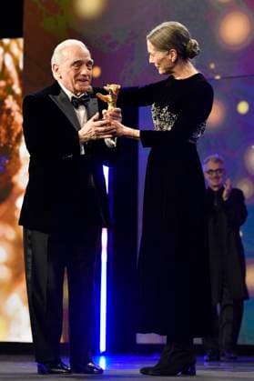Martin Scorsese and Mariette Rissenbeek at the presentation of the Honorary Golden Bear to Martin Scorsese at the Berlinale 2024 74 Berlin International Film Festival at the Berlinale Palast Berlin, 20 02 2024 Foto:xN.xKubelkax xFuturexImagex ehrenbaer_verleihung_4324
