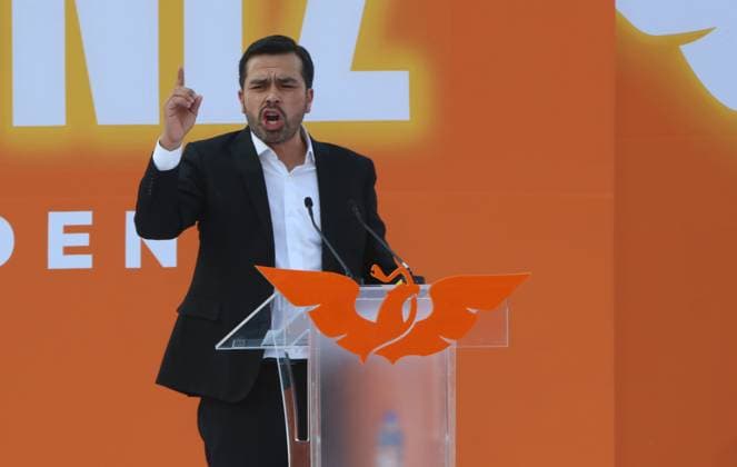 Jorge Alvarez Maynez Registers as Mexico s Presidential Candidate February 22, 2024, Mexico City, Mexico: Jorge Alvarez Maynez, Mexico s Presidential candidate for the Citizen Movement Party, during his speech in political rally, after receiving his registration certificate to compete for the presidency of Mexico at Electoral Institute esplanade. on February 22, 2024 in Mexico City, Mexico. (Photo by José Luis Torales Eyepix Group) Copyright: xJosexLuisxTorales xEyepixxGroupx JLT_22022024_112304