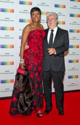 George Lucas and wife, Mellody Hobson, arrive for the formal Artist s Dinner honoring the recipients of the 38th Annual Kennedy Center Honors hosted by United States Secretary of State John F. Kerry at the U.S. Department of State in Washington, D.C. on Saturday, December 5, 2015. The 2015 honorees are: singer-songwriter Carole King, filmmaker George Lucas, actress and singer Rita Moreno, conductor Seiji Ozawa, and actress and Broadway star Cicely Tyson. Credit: Ron Sachs Pool via CNP EDITORIAL USE ONLY Copyright: xx x cnpphotos056866