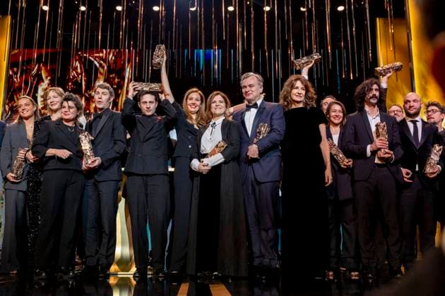 49eme à dition de la cà rà monie des Cà sar à l?Olympia à Paris Adele Exarchopoulos (Cà sar de la meilleure actrice dans un second rà le pour « Je Verrai Toujours Vos Visages », Sandra Hüller, Cà sar de la meilleure actrice pour Anatomie d?une chute, Marie-Ange Luciani, David Thion, Dali Benssalah, Justine Triet, Cà sar de la meilleur rà alisation Pour Anatomie D?une Chute, Cà sar du meilleur scà nario original Pour Anatomie D?une Chute, Cà sar du meilleur film Pour Anatomie D?une Chute, Agnes Jaoui (Cà sar d?Honneur), Christopher Nolan (Cà sar d?Honneur), Valà rie Lemercier, Alice Douard (Cà sar Du Meilleur Film De Court Mà trage De Fiction pour « L?attente »), Andrea Laszlo De Simone (Cà Copyright: xBORDE-JACOVIDESx xBESTIMAGExBORDE-JACOVIDESx xBESTIMAGEx