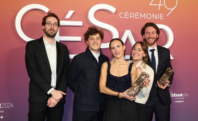 Photocall des laurÃ ats (press room) lors de la 49eme Ã dition de la cÃ rÃ monie des CÃ sar Ã l?Olympia Ã Paris Simon Ingelaere, Thibault de Gantes, Mathilde BÃ douet, Ninon Chapuis et Lucas Le Postec (CÃ sar du meilleur film de court-mÃ trage d animation pour EtÃ 96 ) - Photocall des laurÃ ats (press room) lors de la 49eme Ã dition de la cÃ rÃ monie des CÃ sar Ã l?Olympia Ã Paris le 23 fÃ vrier 2024 Dominique Jacovides Olivier Borde Bestimage Press room during 49th Cesar Film Awards at L Olympia on February 23, 2024 in Paris Paris France  Copyright: xBORDE-JACOVIDESx xBESTIMAGExBORDE-JACOVIDESx xBESTIMAGEx