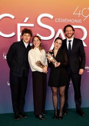 Photocall des laurÃ ats (press room) lors de la 49eme Ã dition de la cÃ rÃ monie des CÃ sar Ã l?Olympia Ã Paris Thibault de Gantes, Ninon Chapuis, Gala Hernandez Lopez et Lucas Le Postec, CÃ sar du meilleur court mÃ trage d animation pour EtÃ 96 - Photocall des laurÃ ats (press room) lors de la 49eme Ã dition de la cÃ rÃ monie des CÃ sar Ã l?Olympia Ã Paris le 23 fÃ vrier 2024 Dominique Jacovides Olivier Borde Bestimage Press room during 49th Cesar Film Awards at L Olympia on February 23, 2024 in Paris Paris France  Copyright: xBORDE-JACOVIDESx xBESTIMAGExBORDE-JACOVIDESx xBESTIMAGEx