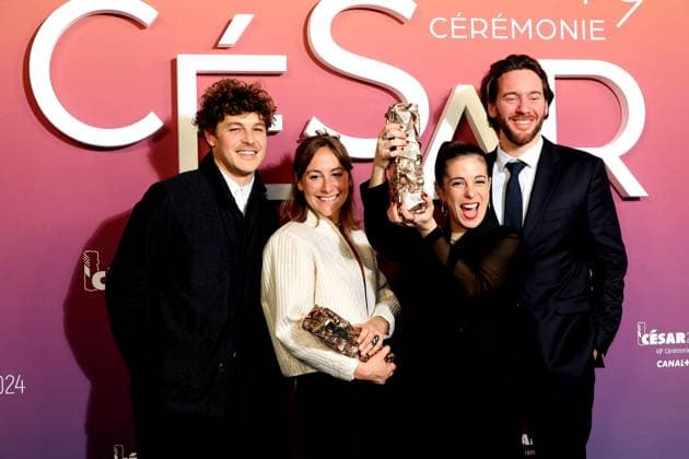 Photocall des laurÃ ats (press room) lors de la 49eme Ã dition de la cÃ rÃ monie des CÃ sar Ã l?Olympia Ã Paris Thibault de Gantes, Ninon Chapuis, Gala Hernandez Lopez et Lucas Le Postec, CÃ sar du meilleur court mÃ trage d animation pour EtÃ 96 - Photocall des laurÃ ats (press room) lors de la 49eme Ã dition de la cÃ rÃ monie des CÃ sar Ã l?Olympia Ã Paris le 23 fÃ vrier 2024 Dominique Jacovides Olivier Borde Bestimage Press room during 49th Cesar Film Awards at L Olympia on February 23, 2024 in Paris Paris France  Copyright: xBORDE-JACOVIDESx xBESTIMAGExBORDE-JACOVIDESx xBESTIMAGEx