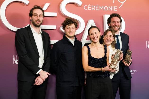 49eme ceremonie des CESAR - Salle de presse Phtocall des laureats. 49th CESAR ceremony awards. Photocall of winners : Mathilde Bedouet , Ninon Chapuis, Thibault de Gantes, Lucas Le Postec, Simon Ingelaere 302003 2024-02-24 Olympia  Copyright: xIvankaxVoisinx xStarfacex STAR_302003_025