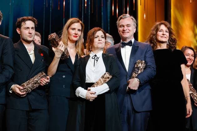 49eme ceremonie des CESAR. Salle. 49th Cesar Ceremony. Stage. index final finale sur scene photo de famille 302014 2024-02-24 Paris France Triet, Justine; Nolan, Christopher; Harari, Arthur; Jaoui, Agnes; Lemercier, ValÃ rie  Copyright: xRomualdxMeigneuxx xStarfacex STAR_302014_196