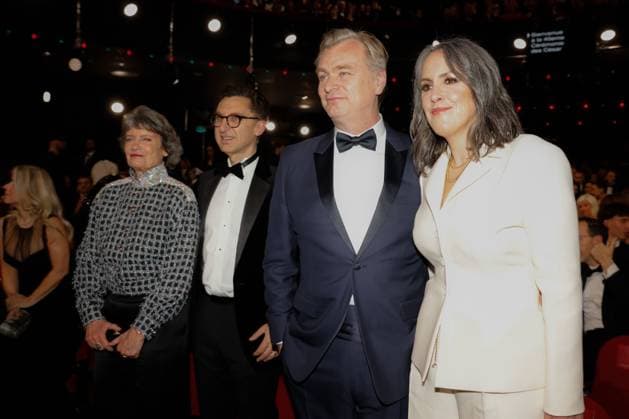 49eme ceremonie des CESAR. Salle. 49th Cesar Ceremony. Stage. 302014 2024-02-24 Paris France Nolan, Christopher; Thomas, Emma; Saada, Maxime; Cayla, VÃ ronique  Copyright: xRomualdxMeigneuxx xStarfacex STAR_302014_208