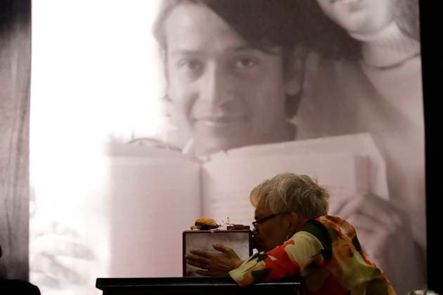 February 25, 2024, Mexico City, Mexico: Family, friends and admirers of the writer Jose Agustin Ramirez during the posthumous tribute for the novelist Jose Agustin Ramirez at the Palace of Fine Arts in Mexico City. on February 25, 2024 in Mexico City, Mexico Mexico City Mexico - ZUMAe321 20240225_zia_e321_002 Copyright: xLuisxBarronx