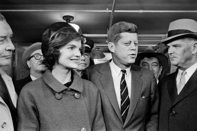 U.S. Senator and Democratic nominee for U.S. President John F. Kennedy with his wife Jacqueline Kennedy, voting at public library, Boston, Massachusetts, USA, Marion S. Trikosko, U.S. News & World Report Magazine Photograph Collection, November 8, 1960 U.S. Senator and Democratic nominee for U.S. President John F. Kennedy with his wife Jacqueline Kennedy, voting at public library, Boston, Massachusetts, USA, Marion S. Trikosko, U.S. News & World Report Magazine Photograph Collection, November 8, 1960. Copyright: 1010_05_ghi-circa12281