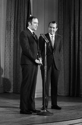 Canadian Prime Minister Pierre Trudeau, U.S. President Richard Nixon, full-length portrait, Washington, D.C., USA, Marion S. Trikosko, U.S. News & World Report Magazine Photograph Collection, March 24, 1969 Canadian Prime Minister Pierre Trudeau, U.S. President Richard Nixon, full-length portrait, Washington, D.C., USA, Marion S. Trikosko, U.S. News & World Report Magazine Photograph Collection, March 24, 1969. Copyright: 1010_05_ghi-circa12298