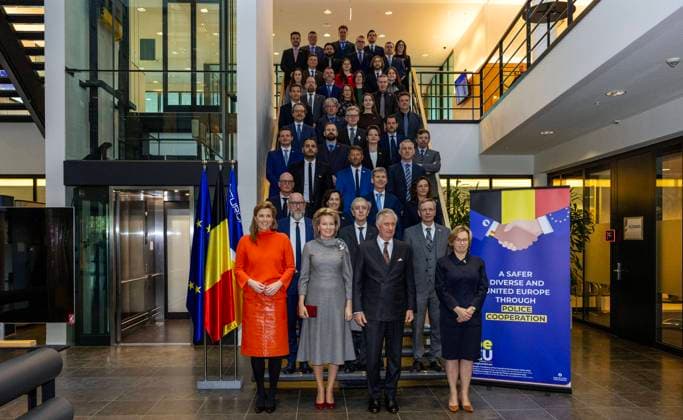 News Themen der Woche KW09 News Bilder des Tages 27-02-2024 Belgium Queen Mathilde and King Filip (Philippe) at Europol, the European police agency which helps the member states of the European Union prevent and combat all forms of serious organized and international crime, cybercrime and terrorism, in The Hague. Â  Copyright: xPPEx