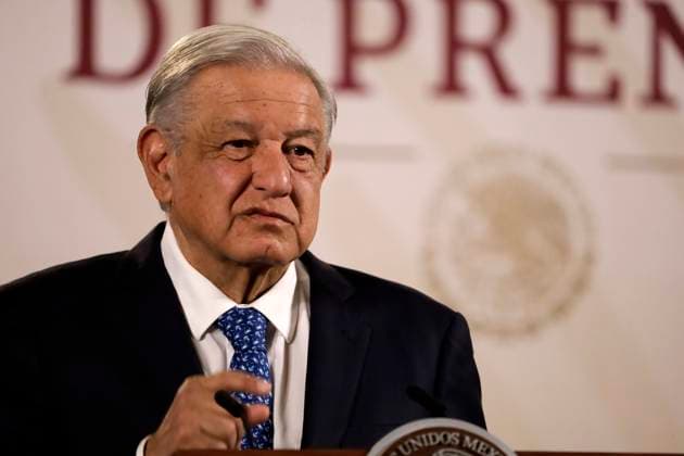 February 27, 2024, Mexico City, Mexico: Mexico s President Andres Manuel Lopez Obrador gesticulates while speak during his briefing conference at the National Palace. on February 27, 2024 in Mexico City, Mexico Mexico City Mexico - ZUMAe321 20240227_zia_e321_003 Copyright: xLuisxBarronx