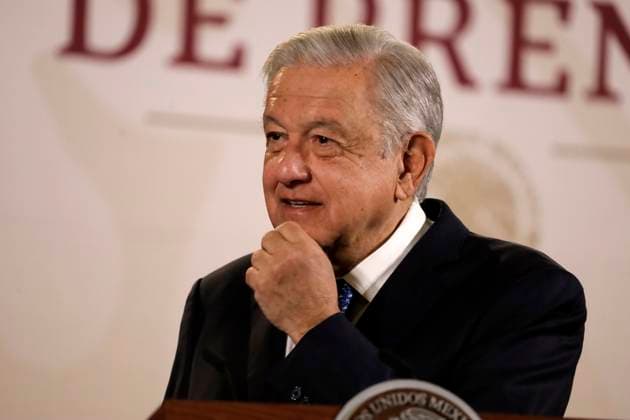 February 27, 2024, Mexico City, Mexico: Mexico s President Andres Manuel Lopez Obrador gesticulates while speak during his briefing conference at the National Palace. on February 27, 2024 in Mexico City, Mexico Mexico City Mexico - ZUMAe321 20240227_zia_e321_005 Copyright: xLuisxBarronx