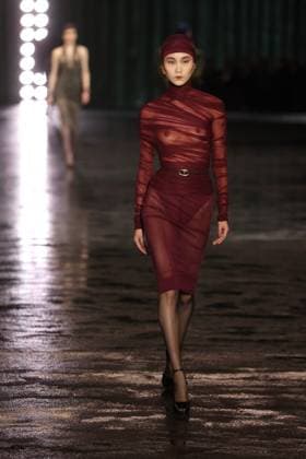 PFW - Saint Laurent Runway A model walks the runway ring the Saint Laurent Womenswear Fall Winter 2024-2025 show as part of Paris Fashion Week on February 27, 2024 in Paris, France. Photo by Jerome DominÃ ABACAPRESS.COM  Copyright: xDominexJerome ABACAx