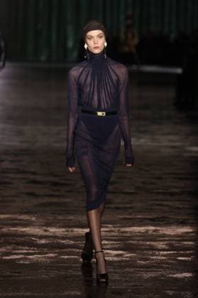 PFW - Saint Laurent Runway A model walks the runway ring the Saint Laurent Womenswear Fall Winter 2024-2025 show as part of Paris Fashion Week on February 27, 2024 in Paris, France. Photo by Jerome DominÃ ABACAPRESS.COM  Copyright: xDominexJerome ABACAx