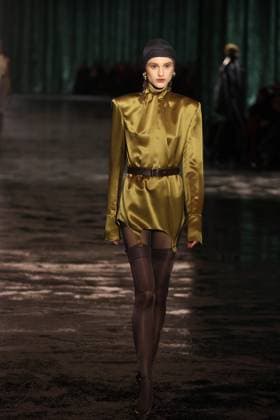 PFW - Saint Laurent Runway A model walks the runway ring the Saint Laurent Womenswear Fall Winter 2024-2025 show as part of Paris Fashion Week on February 27, 2024 in Paris, France. Photo by Jerome DominÃ ABACAPRESS.COM  Copyright: xDominexJerome ABACAx