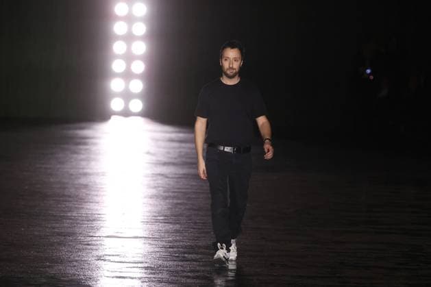 PFW - Saint Laurent Runway Anthony Vaccarello walks the runway ring the Saint Laurent Womenswear Fall Winter 2024-2025 show as part of Paris Fashion Week on February 27, 2024 in Paris, France. Photo by Jerome DominÃ ABACAPRESS.COM  Copyright: xDominexJerome ABACAx