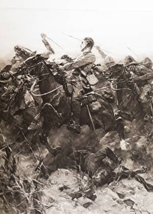 Illustrated London News record of Transvall War 1899-1900. The chievements of the home and colonial forces in the great conflict with the Boer Republics. Spencer Wilkinson record. Elandslaagte.The charge of the 5th lancers,October 21st 1899 Copyright: DesignxPicsx xJohnxShort 902_05_12451700HighRes