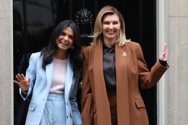 Bilder des Jahres 2024, News 02 Februar News Themen der Woche KW09 . 29 02 2024. London, United Kingdom. The First Lady of Ukraine, Olena Zelenska with Akshata Murty , the wife of the Uk Prime Minister, outside No10 Downing Street in London .  xStephenxLockx xi-Imagesx IIM-25022-0018