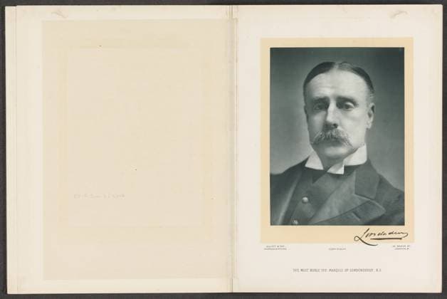 RECORD DATE NOT STATED The most noble the marquis of Londonderry, K.G., Elliott & Fry, c. 1893 - c. 1903 photograph London paper carbon print historical persons (portraits and scenes from the life) (+ (full) bust portrait) Copyright: xpiemagsx rknbpie24122023-15059 !ACHTUNG AUFNAHMEDATUM GESCHÄTZT!