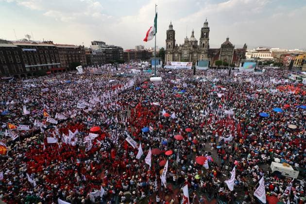 Start of campaign of Presidential Candidate Claudia Sheinbaum March 1, 2024 in Mexico City, Mexico: Supporters of the candidate for the Presidency of Mexico, Claudia Sheinbaum Pardo attend the Zocalo of Mexico City to support her during a rally to kick off the campaign. on March 1, 2024. In Mexico City, Mexico. (Photo by Carlos Santiago Eyepix Group) Copyright: xCarlosxSantiago xEyepixxGroupx CS_01032024_113257