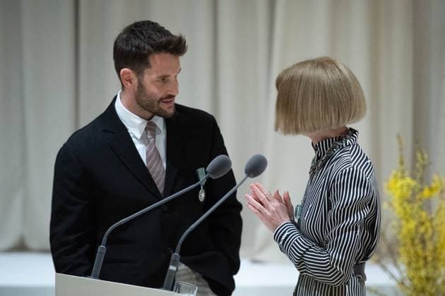 PFW Simon Jacquemus Medal Ceremony Simon Jacquemus and Anna Wintour attending the Simon Jacquemus Chevalier de l ordre des Arts et des Lettres Medal Ceremony as part of Paris Fashion Week in Paris, France on March 02, 2024. Photo by Aurore Marechal ABACAPRESS.COM Paris France  Copyright: xMarechalxAurore ABACAx