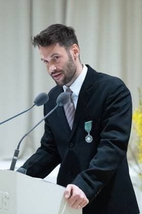 PFW Simon Jacquemus Medal Ceremony Simon Jacquemus attending the Simon Jacquemus Chevalier de l ordre des Arts et des Lettres Medal Ceremony as part of Paris Fashion Week in Paris, France on March 02, 2024. Photo by Aurore Marechal ABACAPRESS.COM Paris France  Copyright: xMarechalxAurore ABACAx