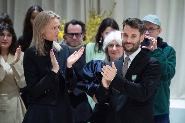 PFW Simon Jacquemus Medal Ceremony Delphine Arnault and Simon Jacquemus attending the Simon Jacquemus Chevalier de l ordre des Arts et des Lettres Medal Ceremony as part of Paris Fashion Week in Paris, France on March 02, 2024. Photo by Aurore Marechal ABACAPRESS.COM Paris France  Copyright: xMarechalxAurore ABACAx