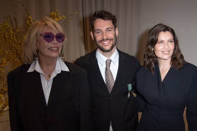 PFW Simon Jacquemus Medal Ceremony Amanda Lear, Simon Jacquemus and Laetitia Casta attending the Simon Jacquemus Chevalier de l ordre des Arts et des Lettres Medal Ceremony as part of Paris Fashion Week in Paris, France on March 02, 2024. Photo by Aurore Marechal ABACAPRESS.COM Paris France  Copyright: xMarechalxAurore ABACAx