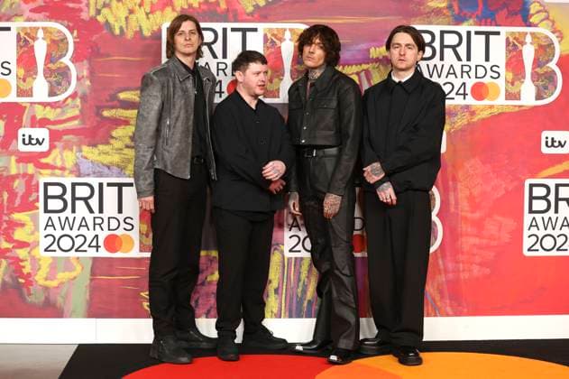 Matt Kean, Lee Malia, Oliver Sykes and Matt Nicholls from Bring Me the Horizon at the 44 BRIT Awards 2023 at the O2 Arena London, 02 03 2024 Foto:xD.xJonesx xFuturexImagex brit_awards_4066